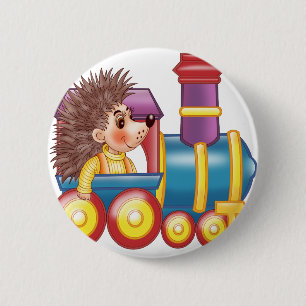 De locomotief en de egel ronde button 5,7 cm