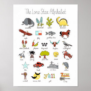 De Lone Star Alfabet Poster