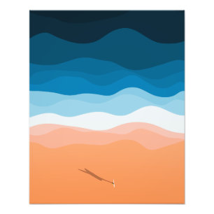 De Lone Surfer Illustratie antenne Foto Afdruk