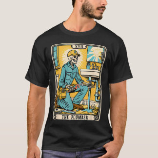 De Loodgieter Loodgieters Tarotkaart Skelet Grappi T-shirt
