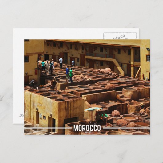 De Looierij van het Leer van Fez - Chouara Marokko Briefkaart (Voorkant / Achterkant)