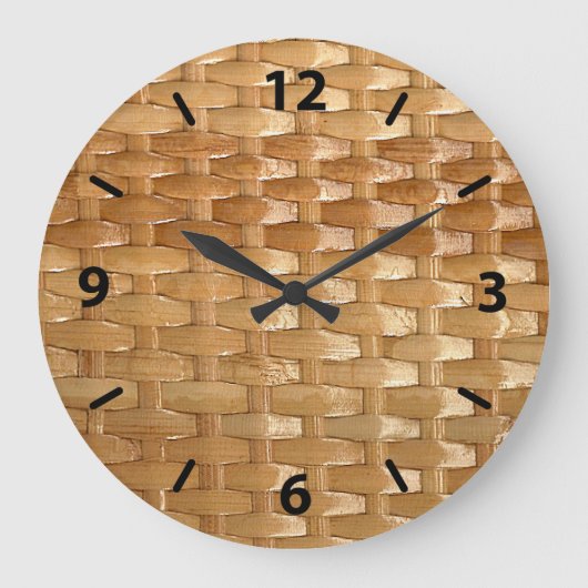 De look van Lacquer Wicker Basketweve Texture Grote Klok (Voorkant)