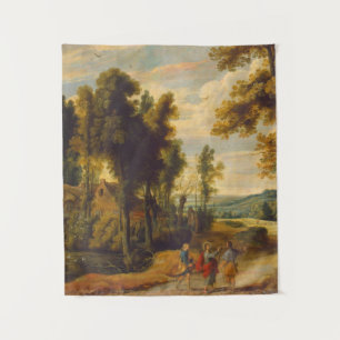 De loop naar Emmaus met Christus Wandkleed
