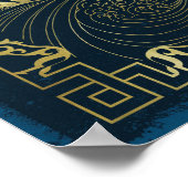 De loop van de Qilin Golden Water Tapestry Poster (Hoek)