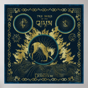 De loop van de Qilin Golden Water Tapestry Poster