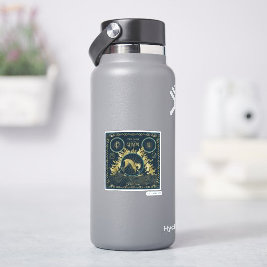 De loop van de Qilin Golden Water Tapestry Sticker (HydroFlask)