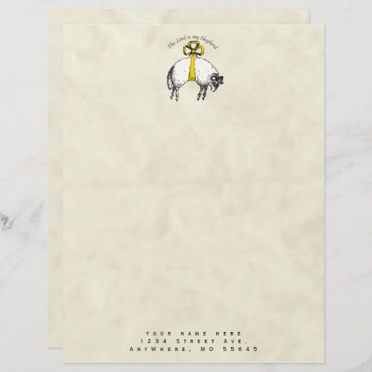 De LORD is mijn herder Psalm 23 Gepersonaliseerd Briefhoofd (Voorkant / Achterkant)