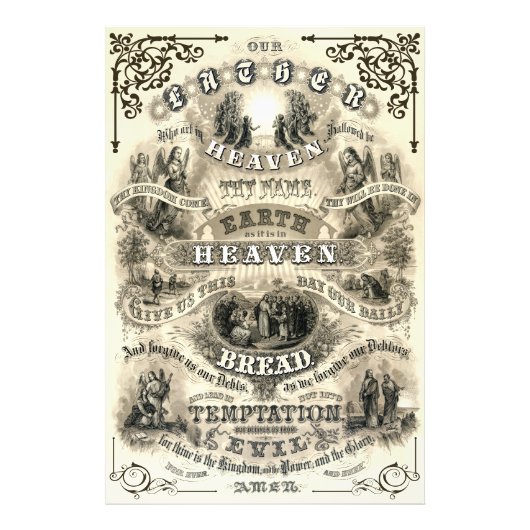 De LORD's PRAYER als Taught van Jesus 1876 Foto Afdruk (Voorkant)