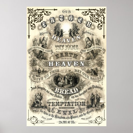 De LORD's PRAYER als Taught van Jesus 1876 Poster (Voorkant)