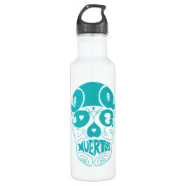 De Los Muertos Cyan Skull Bottle Waterfles