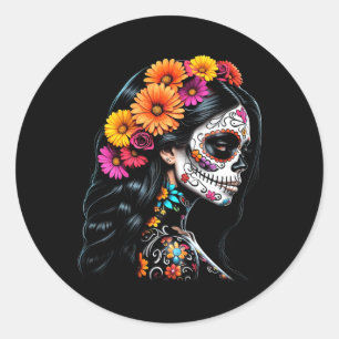 De Los Muertos La Catrina Dag Van De Overheid Ronde Sticker