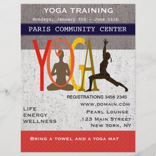 De Lotus. De Warrior. Cute Exercise Yoga Flyer (Voorkant)