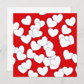 De 'Love'-kaart, rood met veel witte harten (Voorkant / Achterkant)
