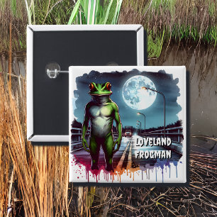 De Loveland Frogman   Ohio Cryptid Vierkante Button 5,1 Cm