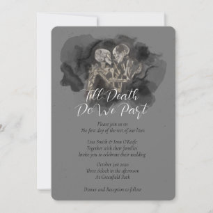De Lovers Skeleton Painting Wedding Invitting Kaart