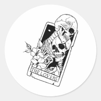 De Lovers Tarots Skeleton Ronde Sticker