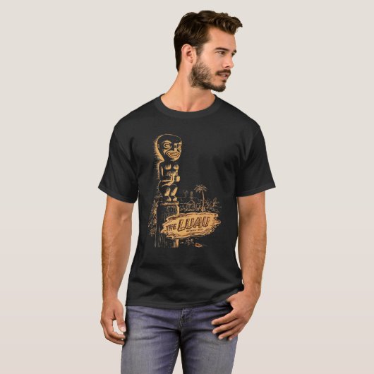 De Luau Beverly Hills California Tiki Bar T-shirt (Voorkant volledig)