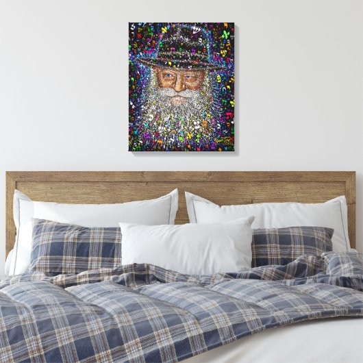 De Lubavitcher Rebbe is gemaakt van Hebreeuwse Let Canvas Afdruk (Insitu (Slaapkamer))