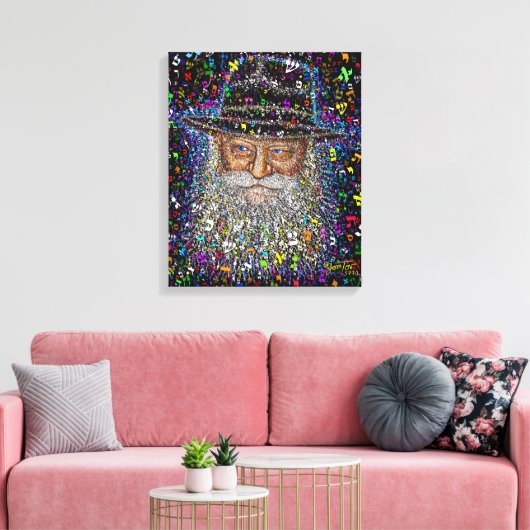 De Lubavitcher Rebbe is gemaakt van Hebreeuwse Let Canvas Afdruk (Insitu (Woonkamer))