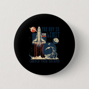 De lucht is je limiet ruimte raket shuttle motiver ronde button 5,7 cm