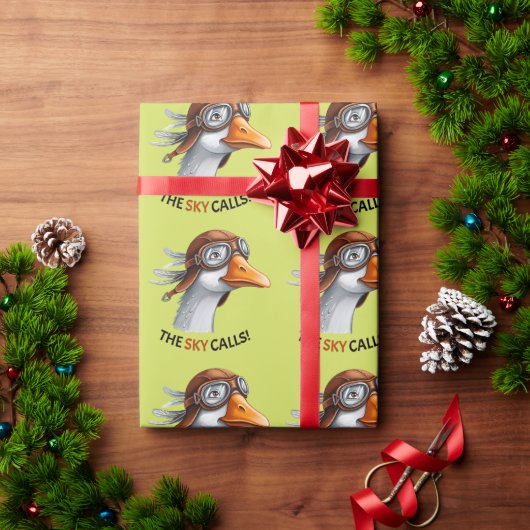De lucht roept! Grappige gans piloot Cadeaupapier (Feestdagen Geschenken)