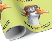 De lucht roept! Grappige gans piloot Cadeaupapier (Rol Hoek)