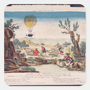De luchtballon van Jean Pierre Blanchard Vierkante Sticker