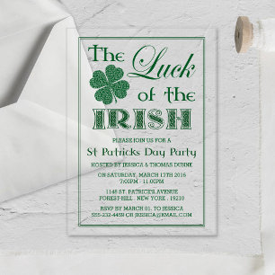 De Luck of the Irish St. Patrick's Day Acryl Uitnodigingen