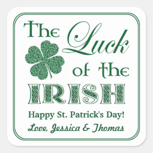 De Luck of the Irish St. Patrick's Day Vierkante Sticker