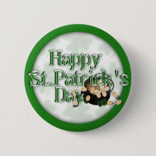 De Lucky Clovers & Pot of Gold Ronde Button 5,7 Cm