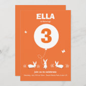 De Lucy : BUNNY BALLOON - invitation de fête d'ann (Devant / Derrière)