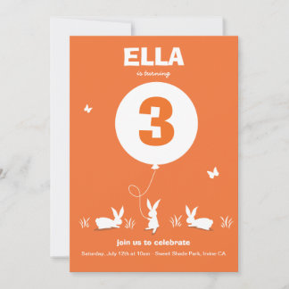 De Lucy : BUNNY BALLOON - invitation de fête d'ann