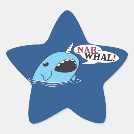 De luid Narwhal Ster Sticker (Voorkant)