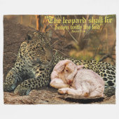 De luipaard moet liggen bij het kind-Isaiah 11 Fleece Deken (Voorkant (Horizontaal))