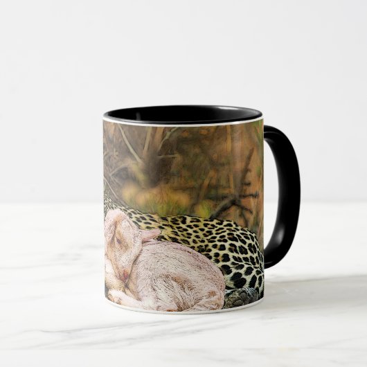 De "luipaard zal neer met het kind " Isaiah 11 Mok (Voorkant rechts)