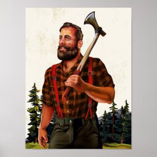 "De lumberjack" Koel Man met een Ax Poster
