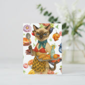 De lunchdame serveert eten briefkaart (Staand voorkant)