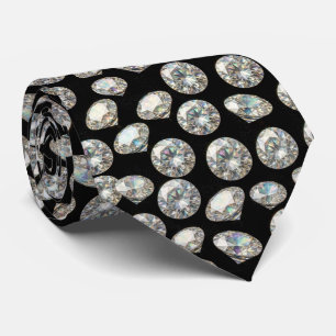 De Luxe Man Formele Zwarte Das met Diamanten Her