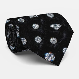 De Luxe Man Formele Zwarte Das met Diamanten Her