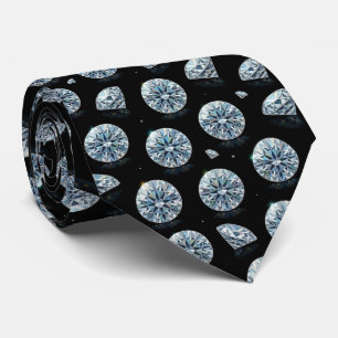 De Luxe Man Formele Zwarte Das met Diamanten Her