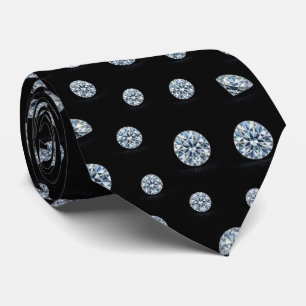 De Luxe Man Formele Zwarte Das met Diamanten Her
