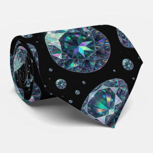 De Luxe Man Formele Zwarte Das met Diamanten Her