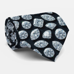 De Luxe Man Formele Zwarte Strik met Diamanten H Stropdas