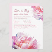 De luxe van pioenrozen uitnodiging (Voorkant / Achterkant)