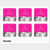 De Luxe Wavy Silver Decor Hot Pink Monogram Label (Vel)