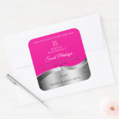 De Luxe Wavy Silver Decor Hot Pink Monogram Label (Envelop)