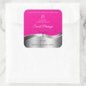 De Luxe Wavy Silver Decor Hot Pink Monogram Label (Tas)