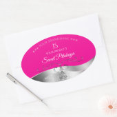 De Luxe Wavy Silver Decor Hot Pink Monogram Label (Envelop)