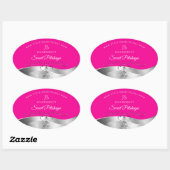 De Luxe Wavy Silver Decor Hot Pink Monogram Label (Vel)