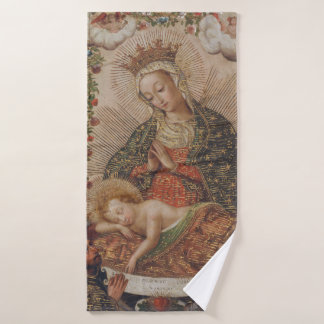 De Maagd aanbidt het Christuskind Kerstmis Bad Handdoek